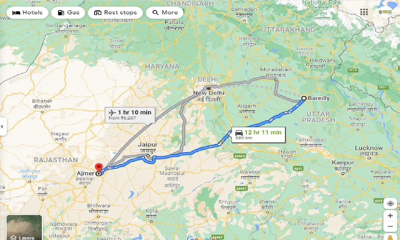 bareilly-to-ajmer-one-way