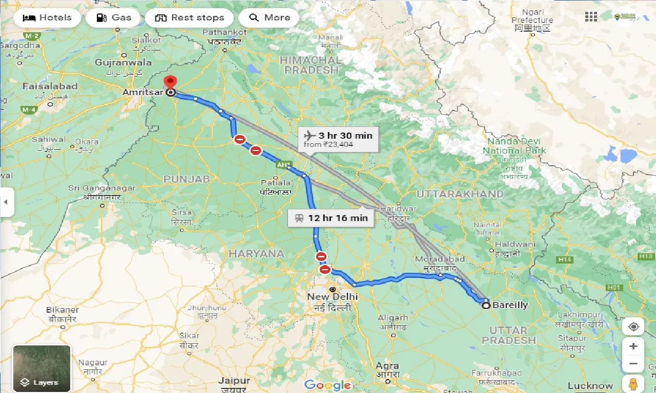 bareilly-to-amritsar-taxi