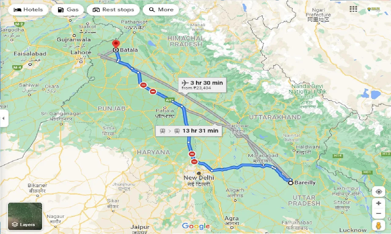 bareilly-to-batala-one-way