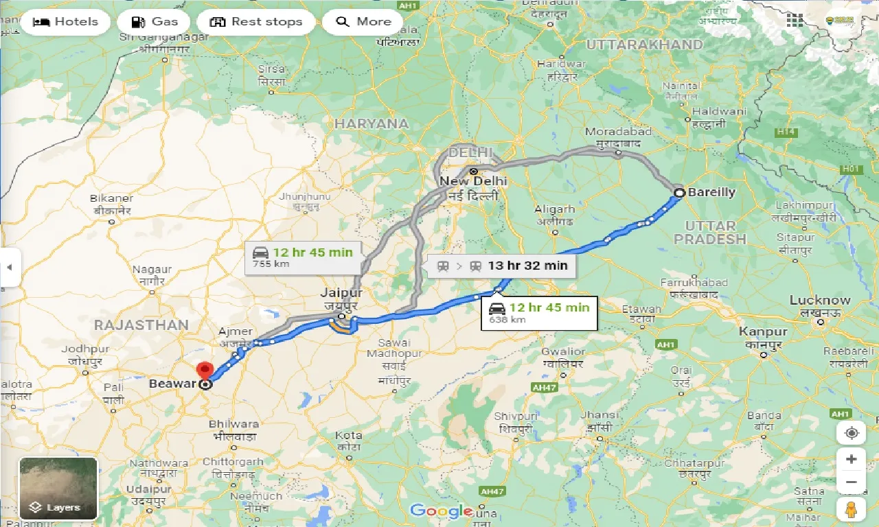 bareilly-to-beawar-taxi