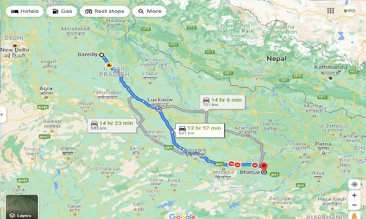 bareilly-to-bhabua-one-way