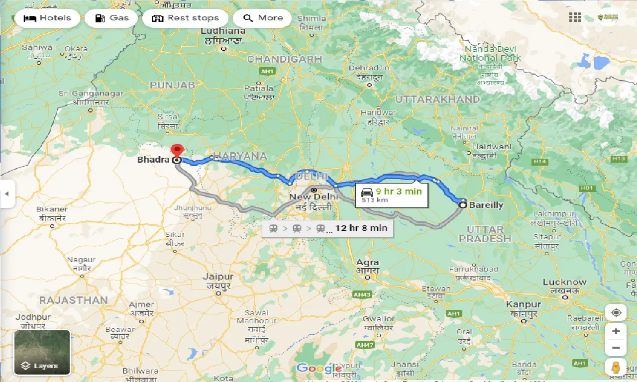 bareilly-to-bhadra-taxi