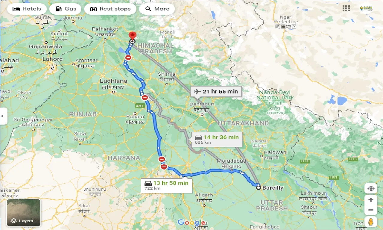 bareilly-to-dharamshala-one-way