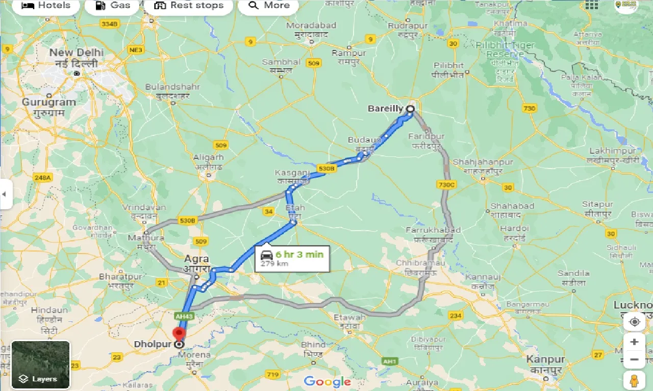 bareilly-to-dholpur-one-way