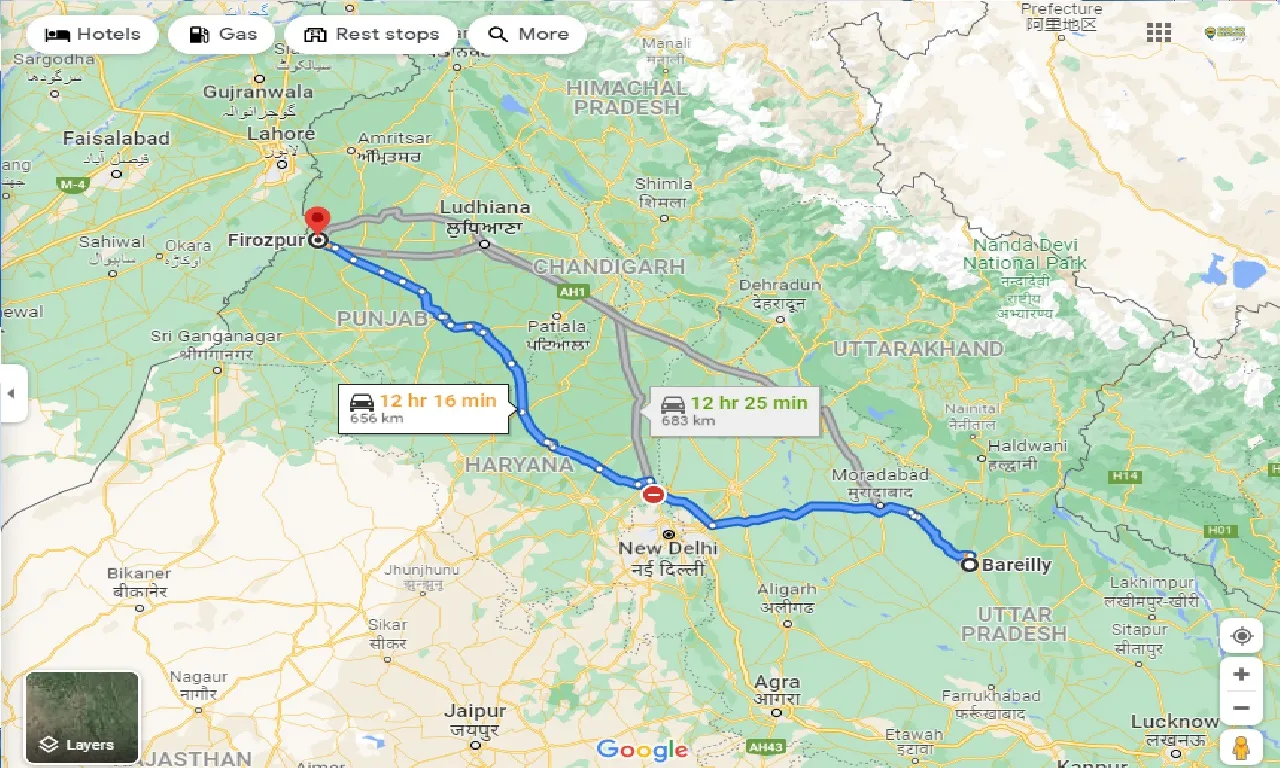 bareilly-to-firozpur-taxi