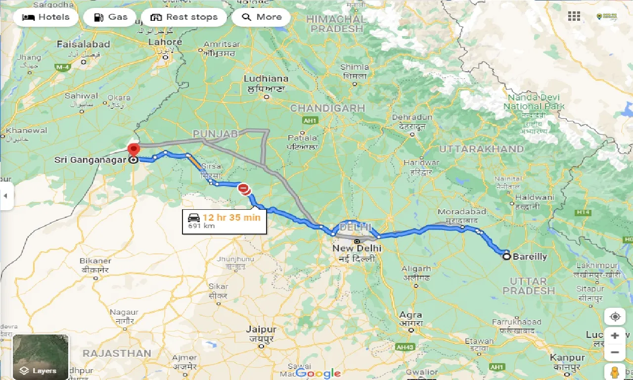 bareilly-to-ganganagar-one-way