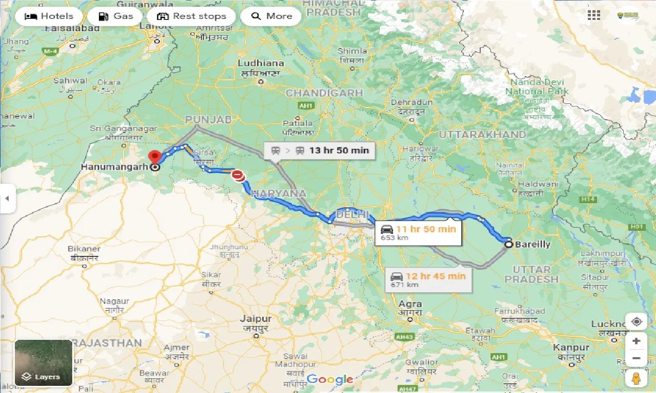 bareilly-to-hanumangarh-one-way