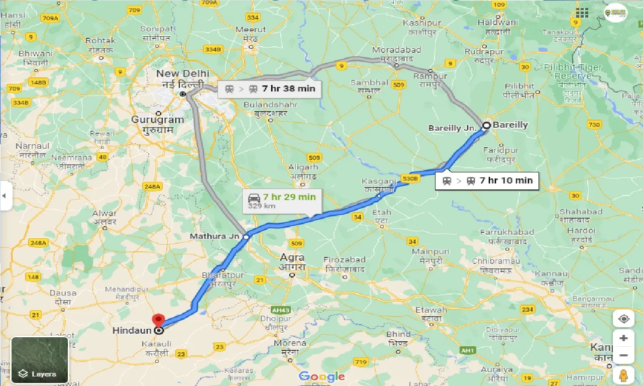 bareilly-to-hindaun-one-way