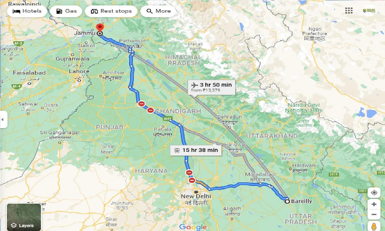 bareilly-to-jammu-one-way