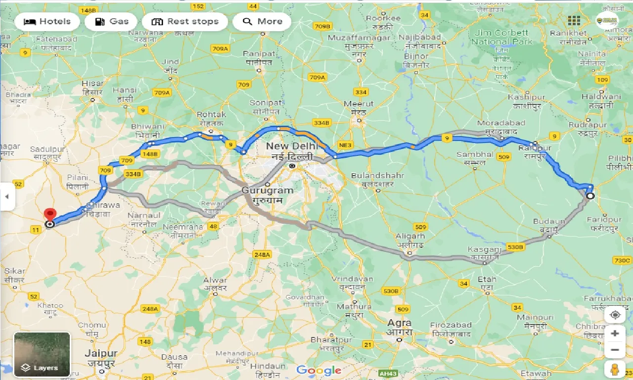 bareilly-to-jhunjhunu-one-way