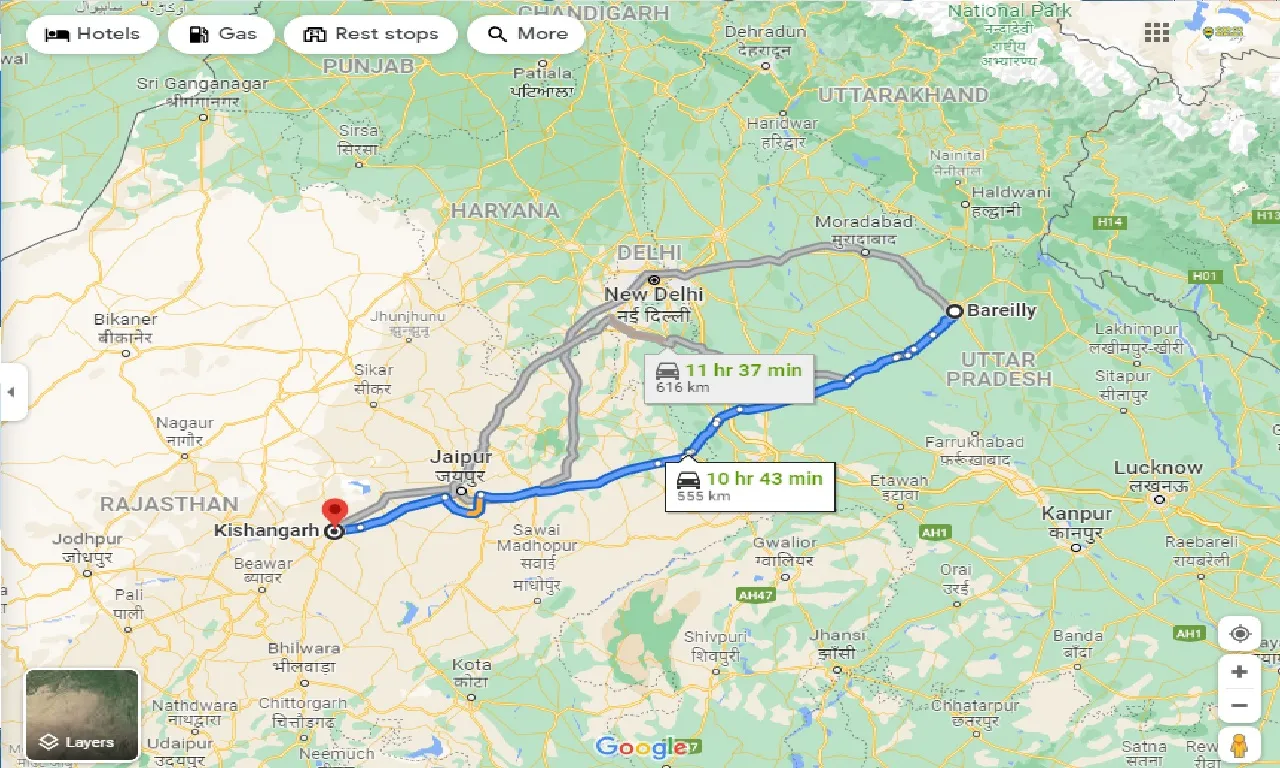bareilly-to-kishangarh-taxi