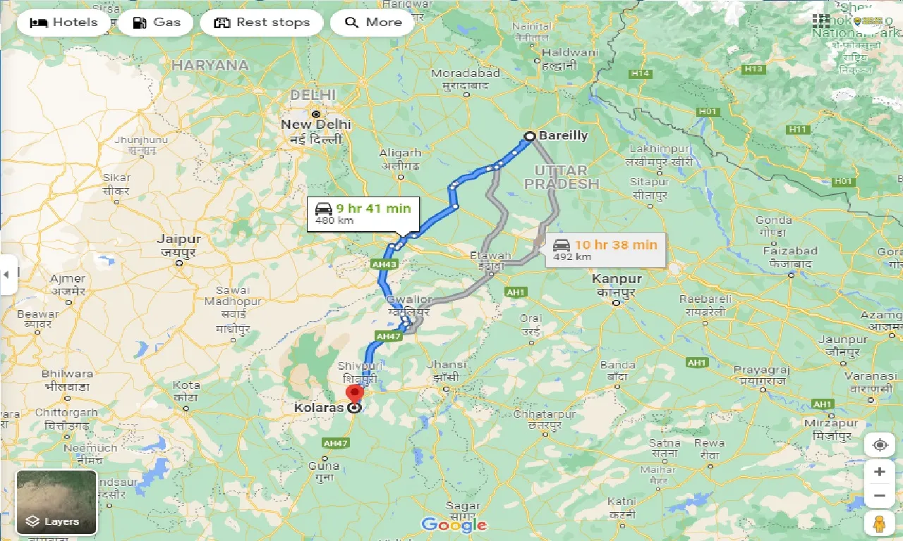 bareilly-to-kolaras-taxi