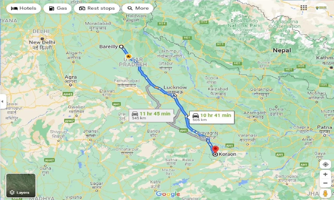 bareilly-to-koraon-taxi