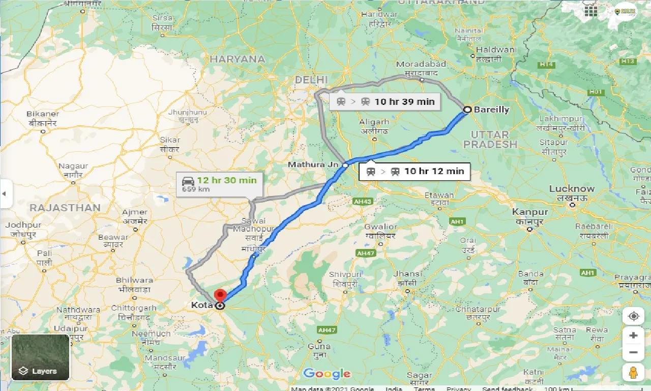 bareilly-to-kota-one-way
