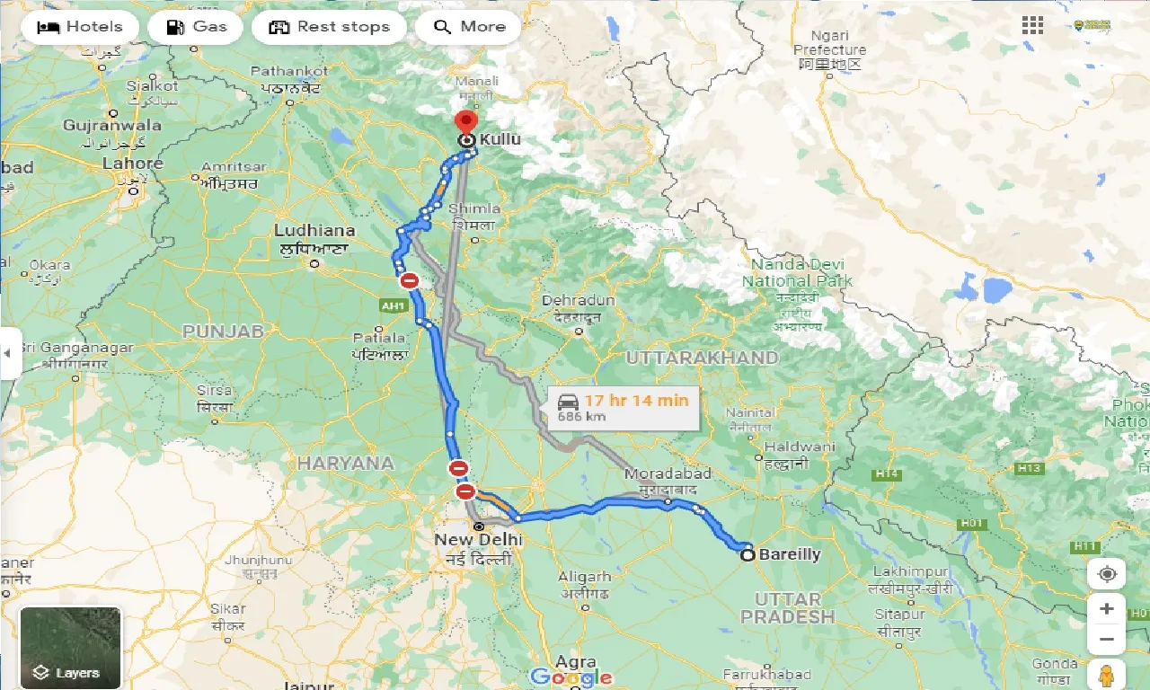 bareilly-to-kullu-taxi