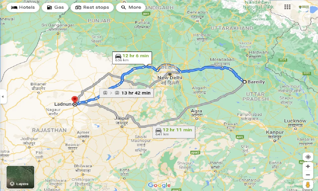 bareilly-to-ladnun-one-way