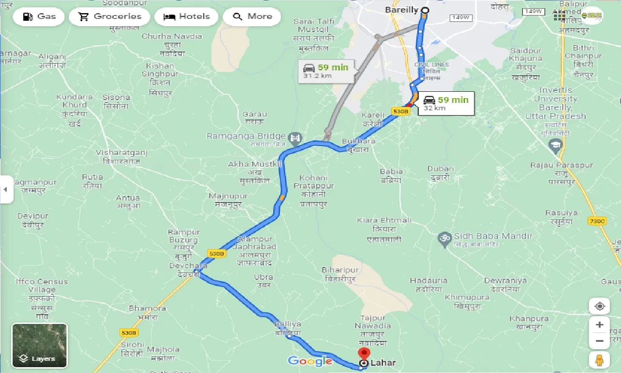 bareilly-to-lahar-taxi