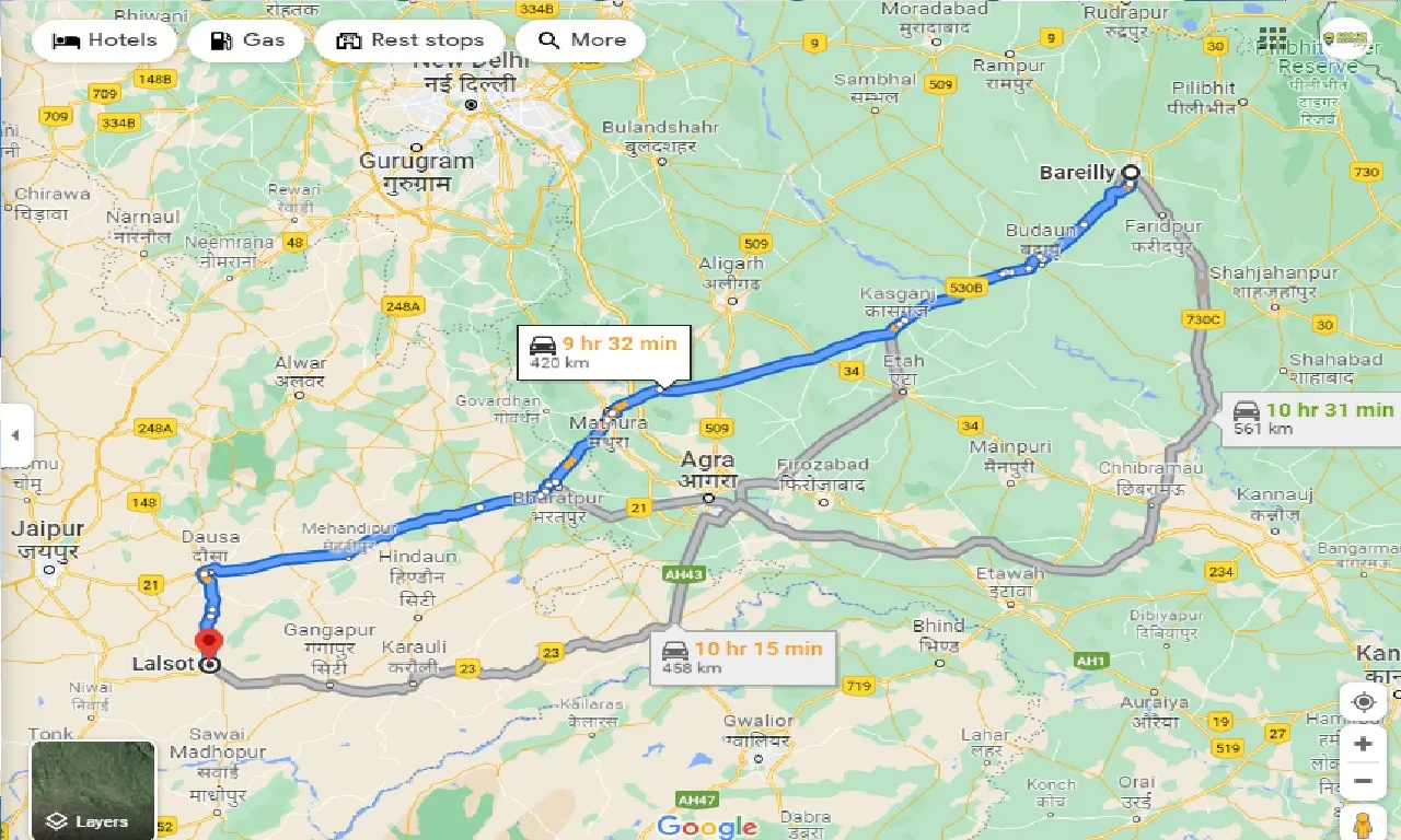 bareilly-to-lalsot-taxi