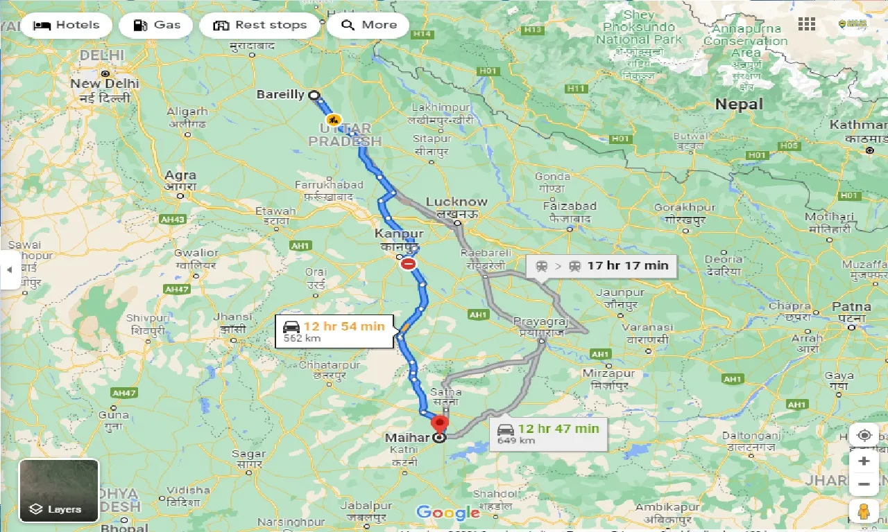 bareilly-to-maihar-taxi