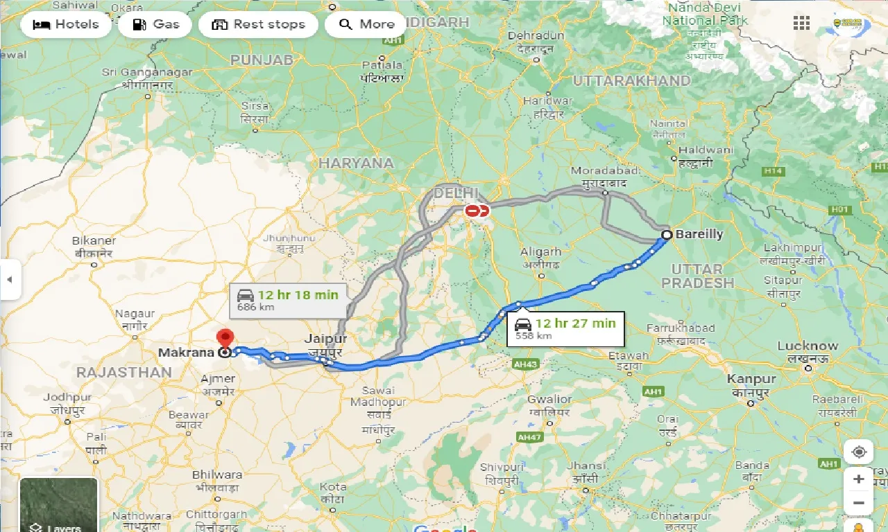 bareilly-to-makrana-one-way