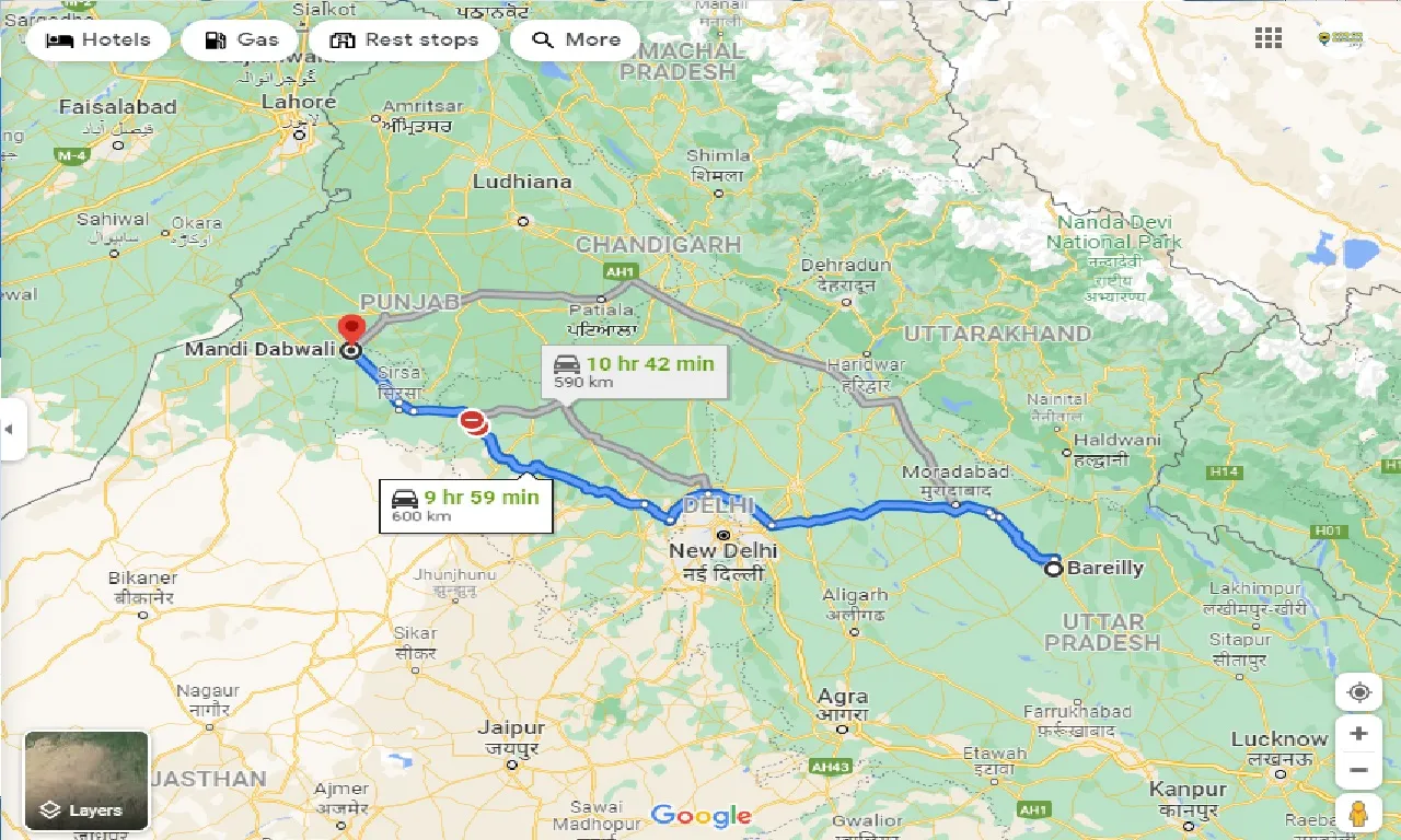 bareilly-to-mandi-dabwali-one-way