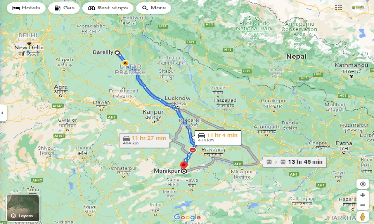 bareilly-to-manikpur-one-way