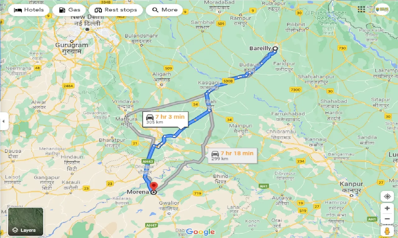 bareilly-to-morena-taxi