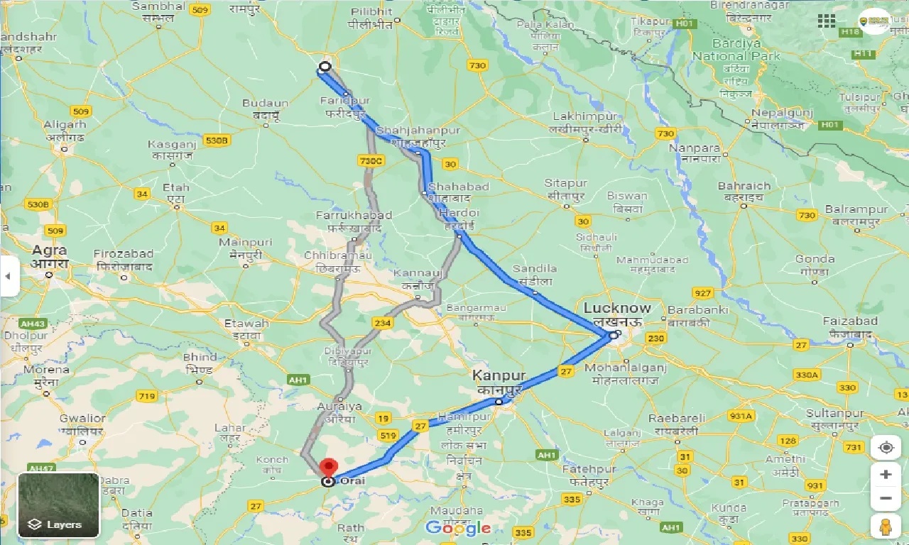 bareilly-to-orai-taxi