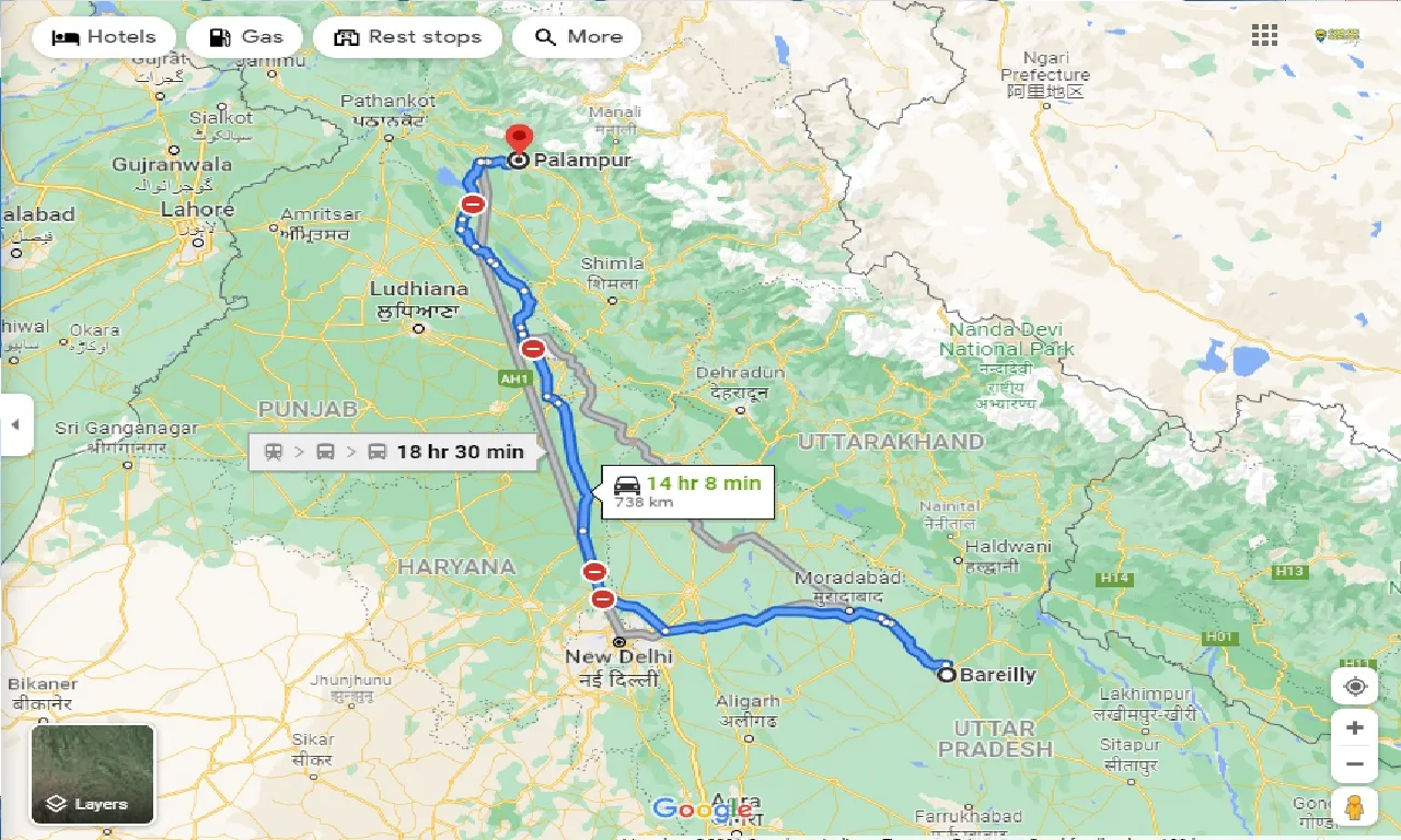 bareilly-to-palampur-taxi