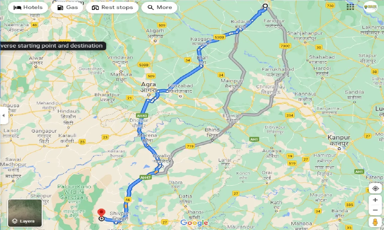 bareilly-to-palpur-kuno-wildlife-sanctuary-one-way