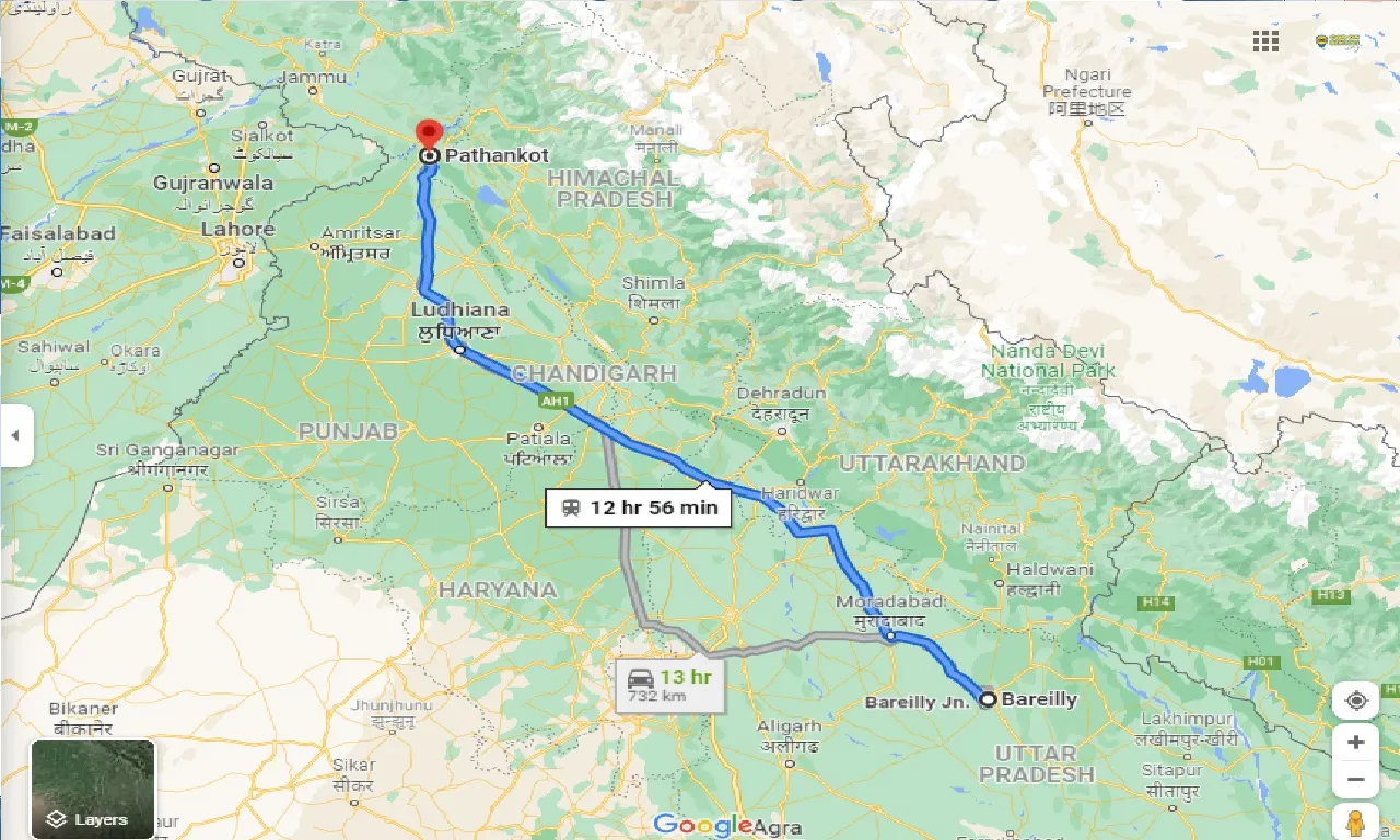 bareilly-to-pathankot-one-way