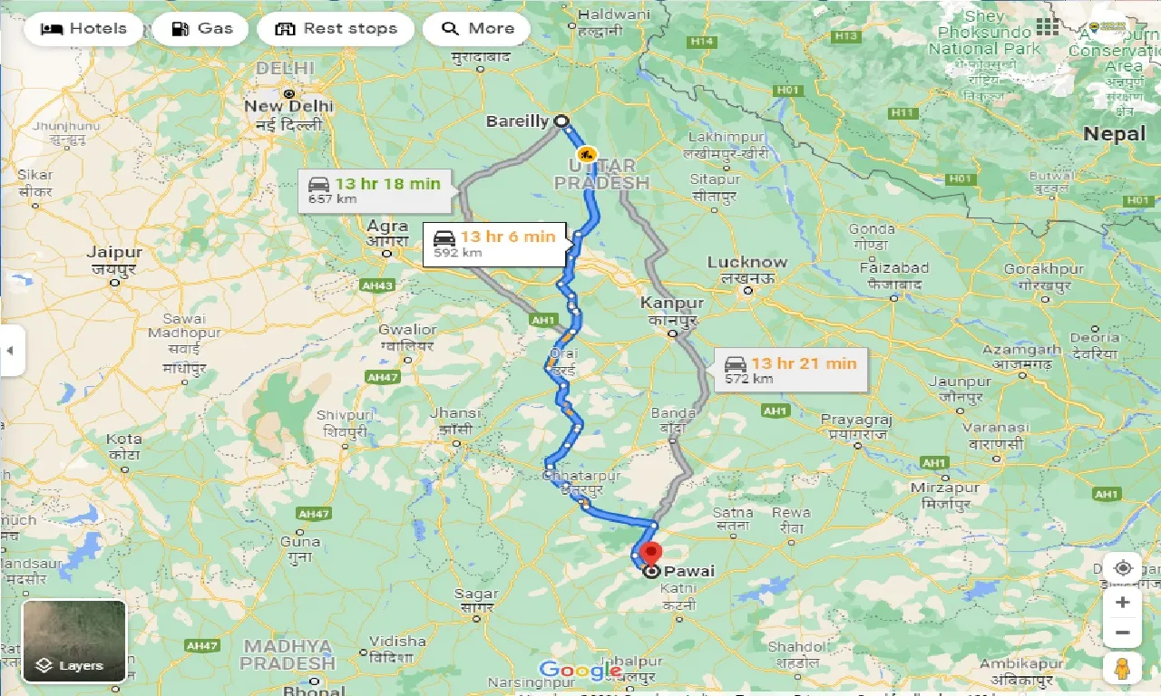 bareilly-to-pawai-one-way