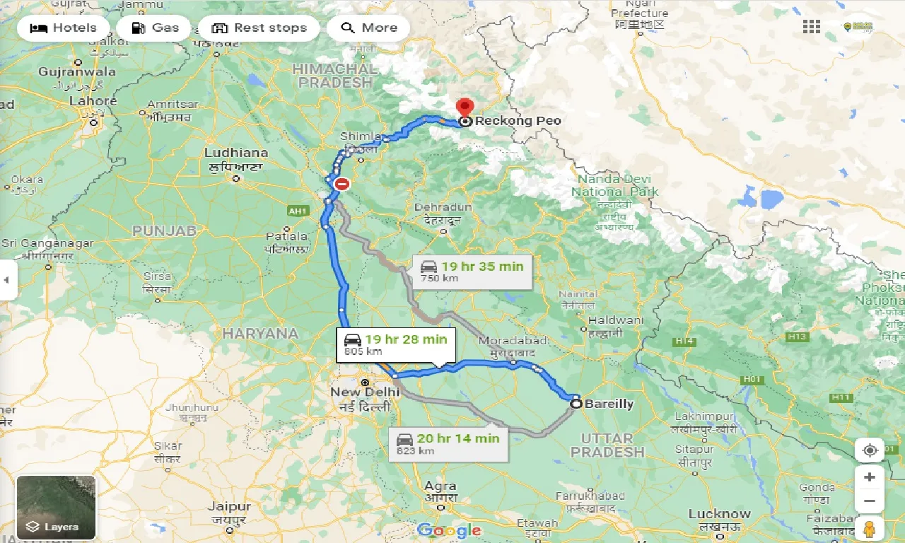 bareilly-to-reckong-peo-taxi