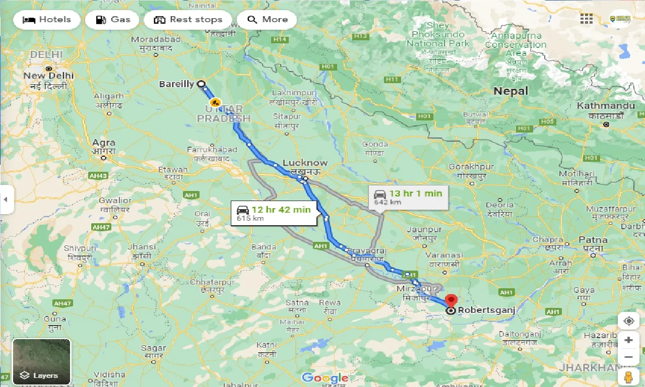 bareilly-to-robertsganj-one-way