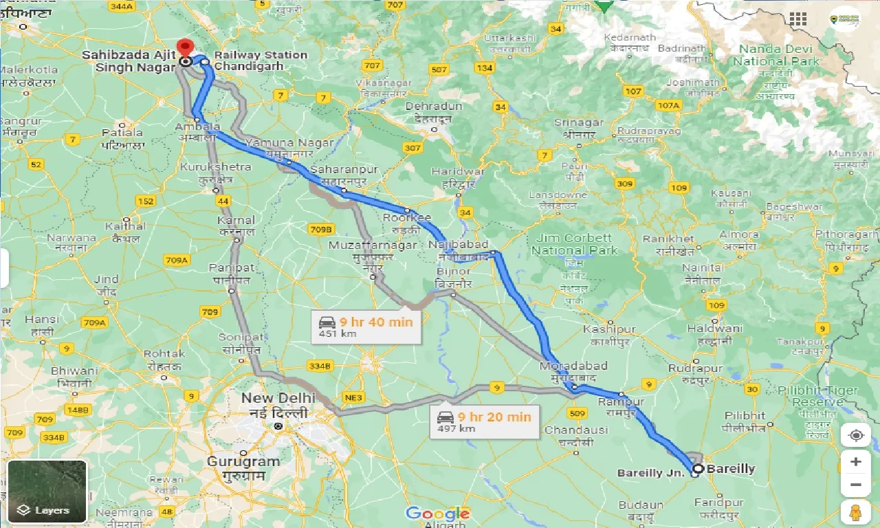 bareilly-to-sahibzada-ajit-singh-nagar-one-way
