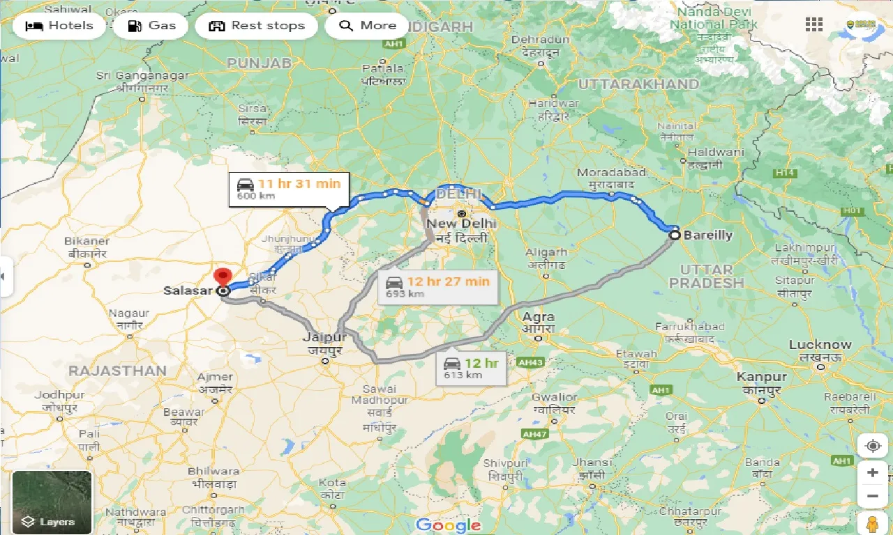 bareilly-to-salasar-one-way