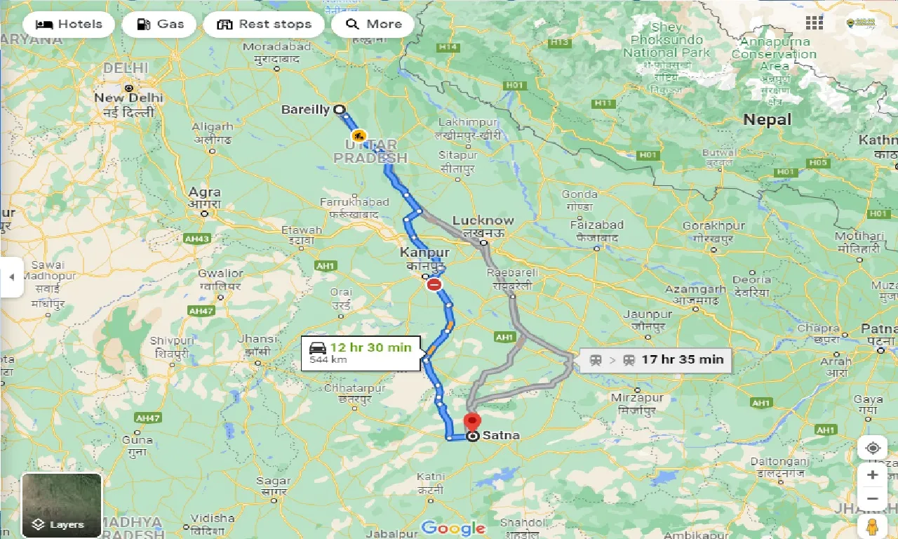 bareilly-to-satna-one-way
