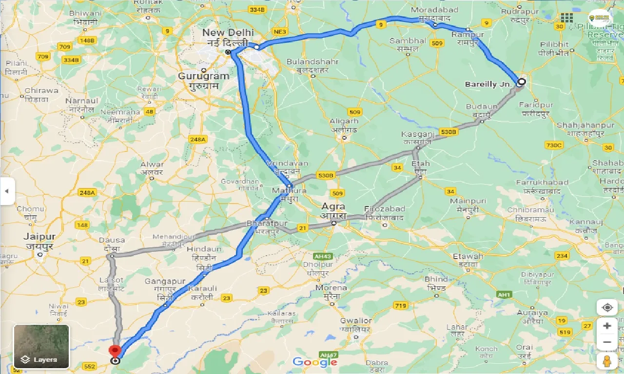bareilly-to-sawai-madhopur-taxi