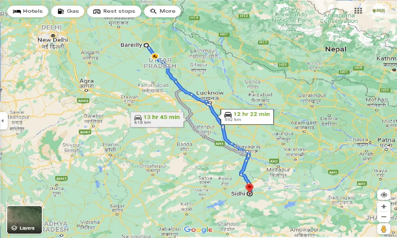 bareilly-to-sidhi-taxi