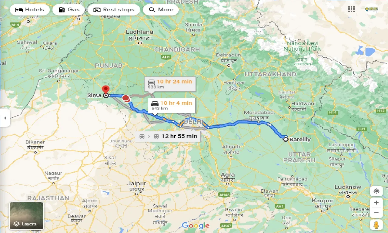 bareilly-to-sirsa-one-way