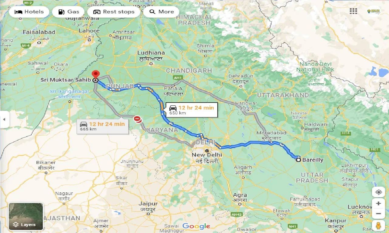 bareilly-to-sri-muktsar-sahib-one-way