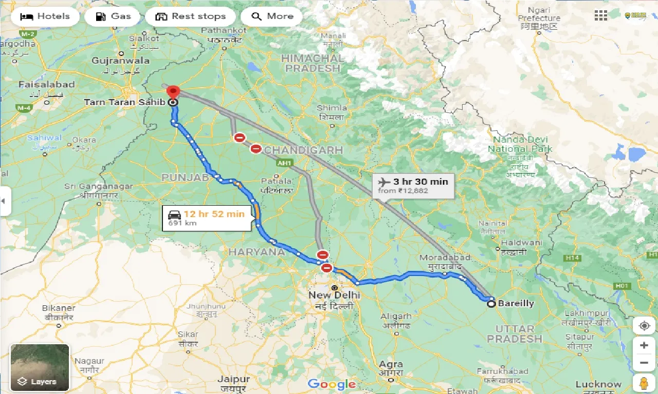 bareilly-to-tarn-taran-sahib-one-way