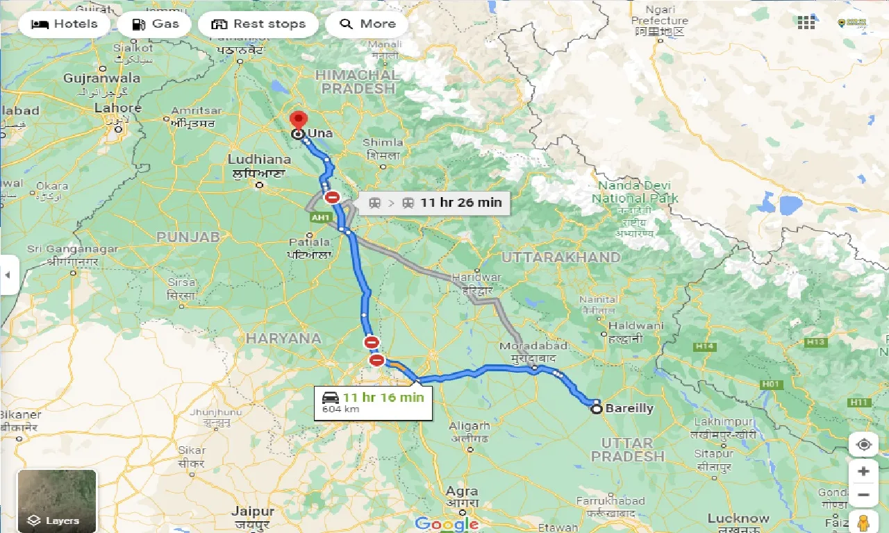 bareilly-to-una-one-way