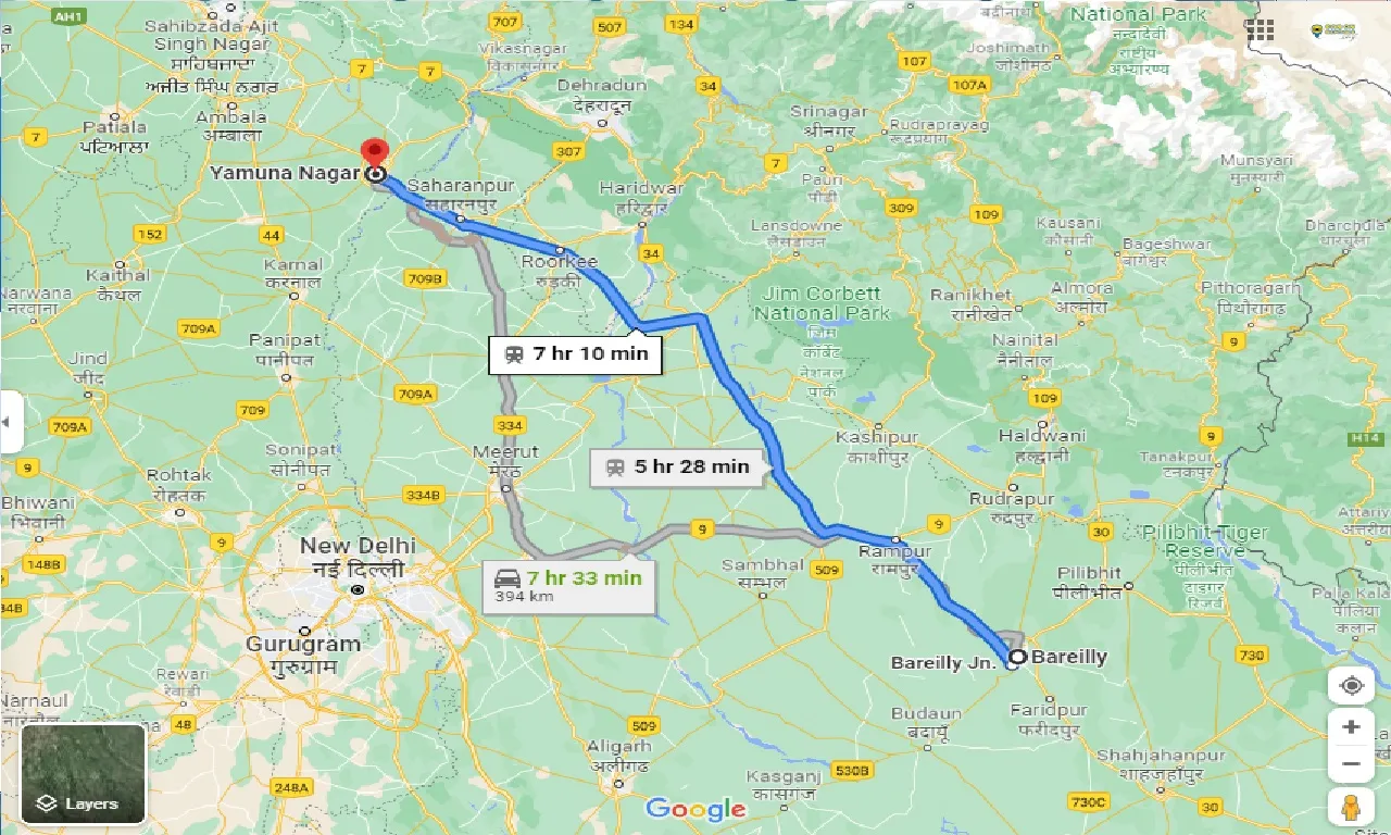 bareilly-to-yamuna-nagar-one-way