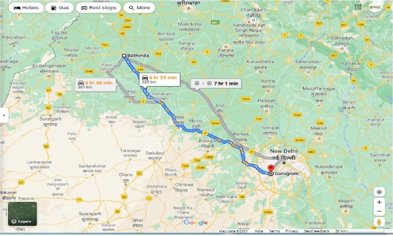 bathinda-to-gurgaon-round-trip