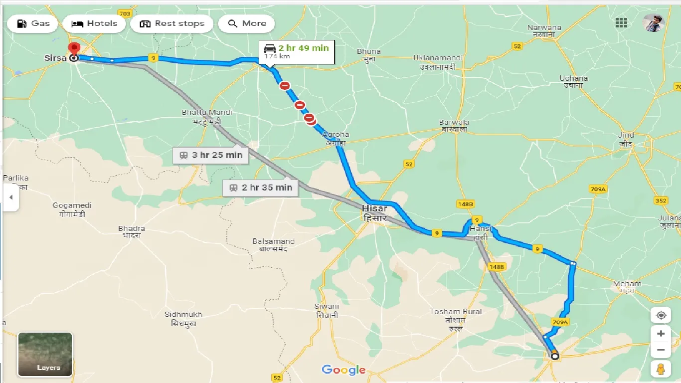 bhiwani-to-sirsa-one-way