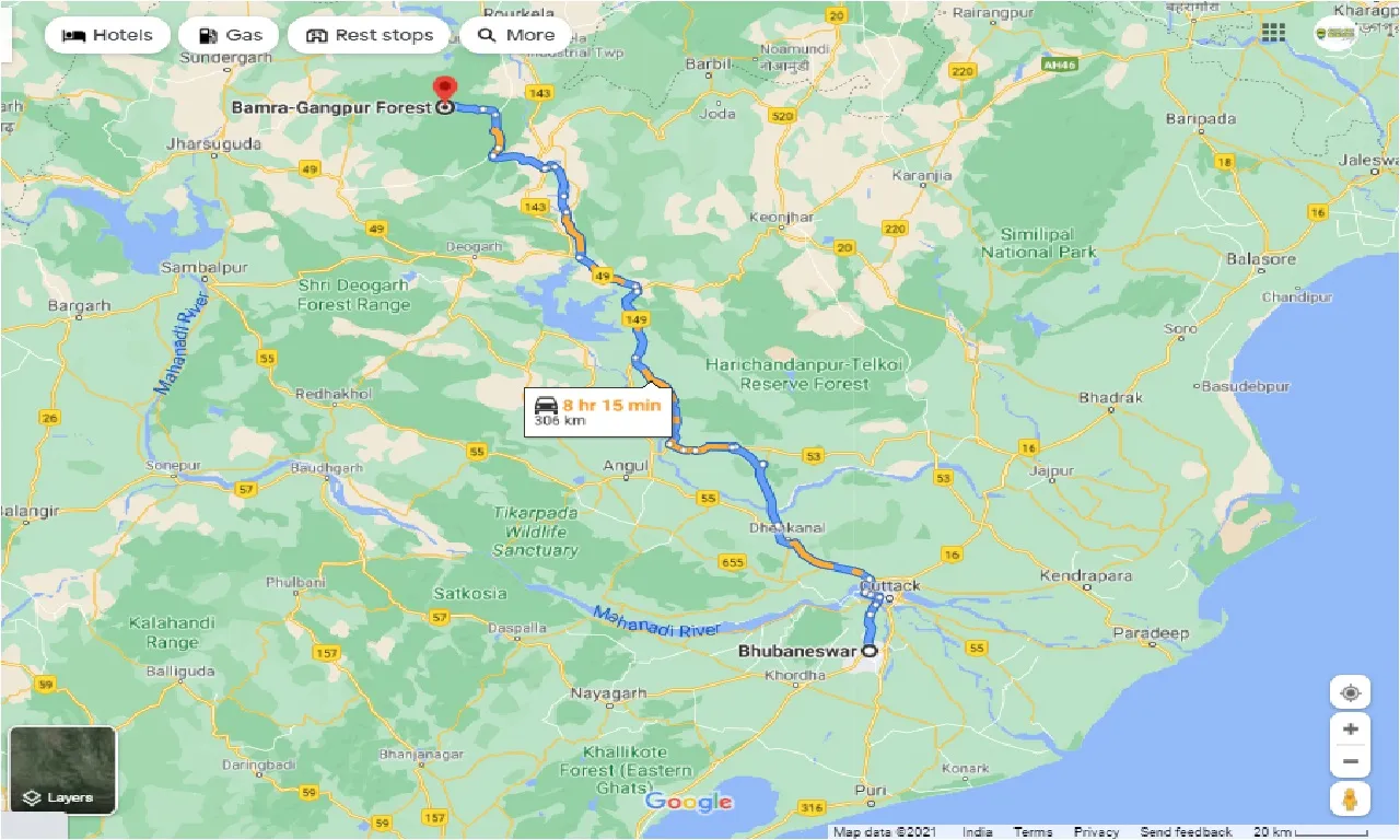 bhubaneswar-to-bamra-gangpur-forest-one-way
