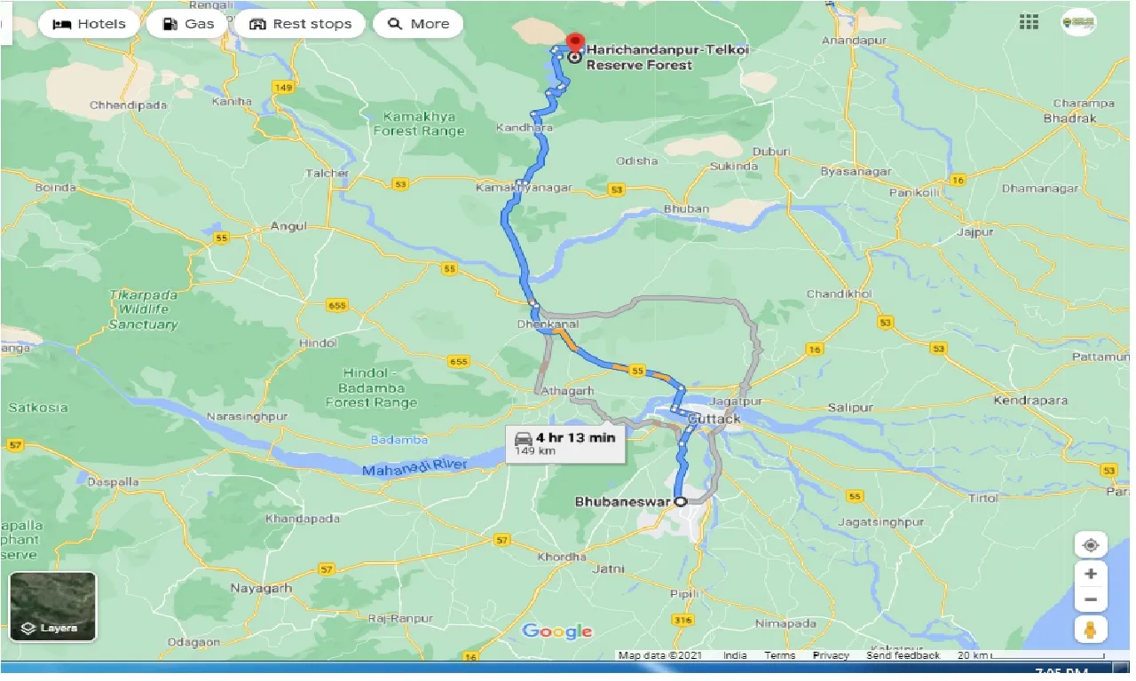 bhubaneswar-to-harichandanpur-telkoi-reserve-forest-one-way