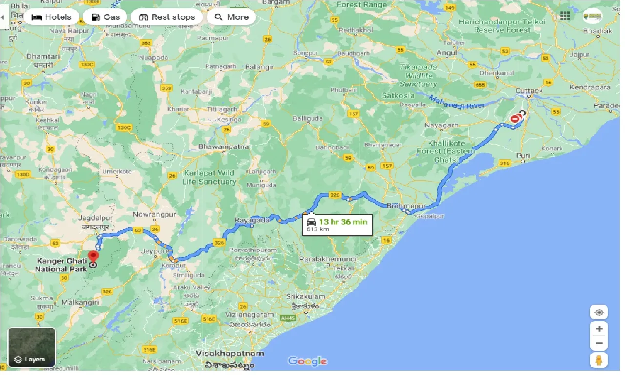bhubaneswar-to-kanger-ghati-national-park-one-way
