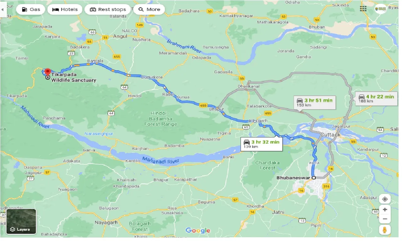 bhubaneswar-to-tikarpada-wildlife-sanctuary-one-way